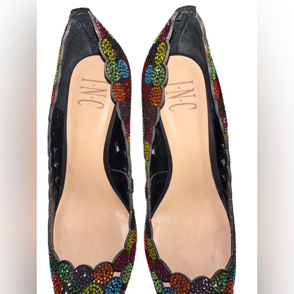 Black with multi colored rhinestones petite heels - Picture 5 of 11